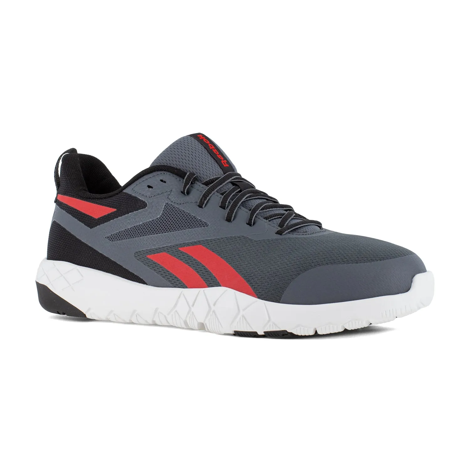 Reebok Mens Flexagon Force XL Grey/Red Microfiber Work Shoes