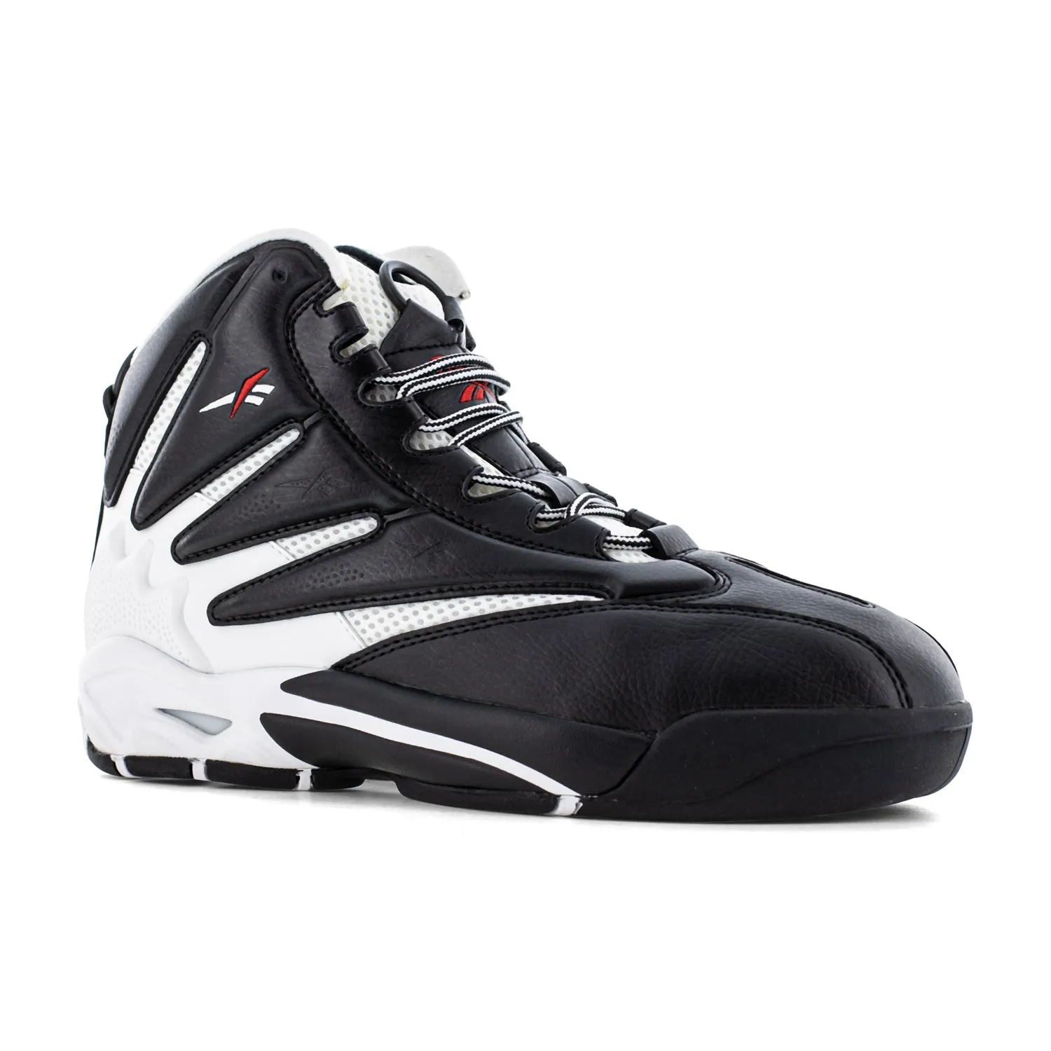 Reebok Mens The Blast Black/White Leather MetGuard Work Shoes