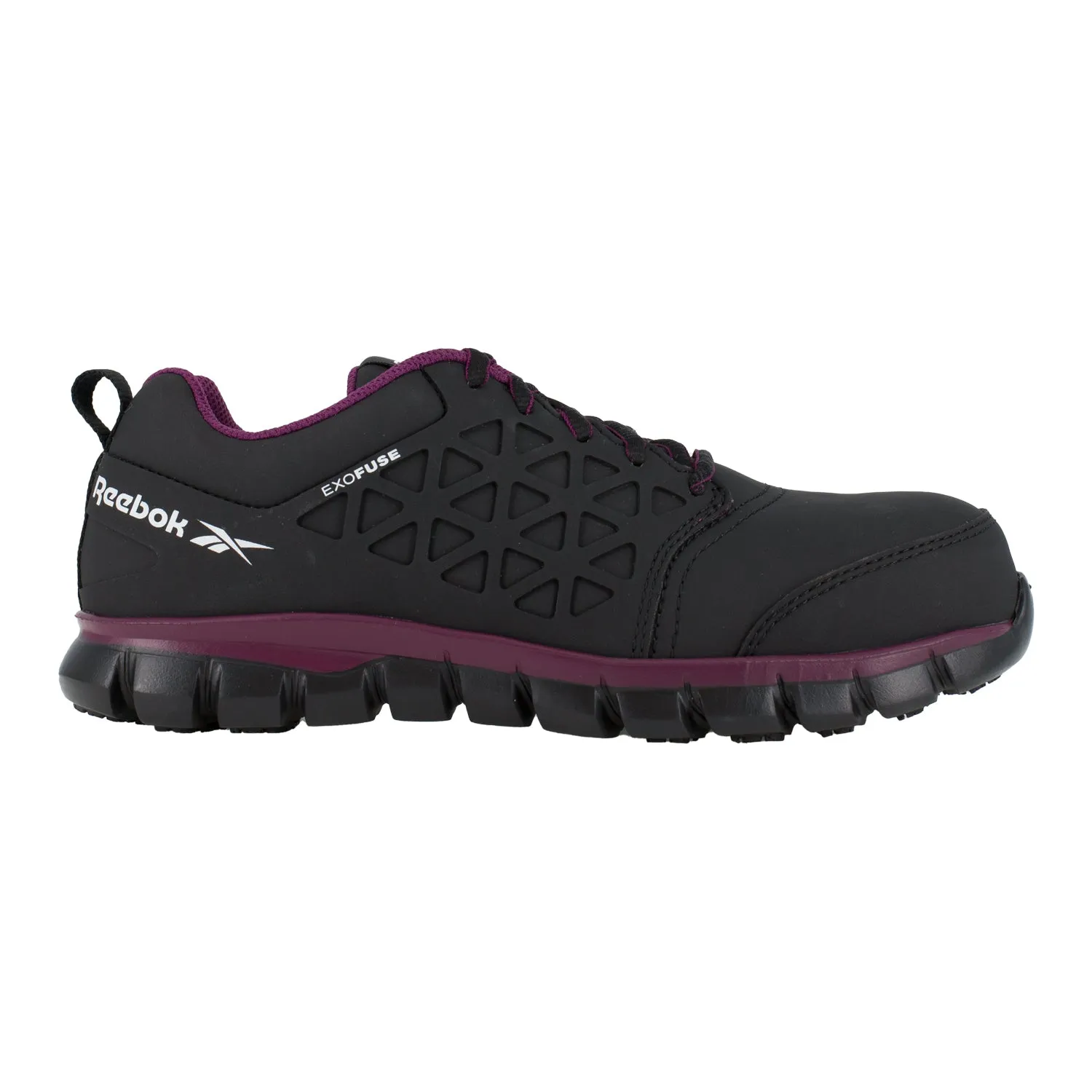 Reebok Womens Black/Plum Polyester Work Shoes Sublite Cushion Athletic CT