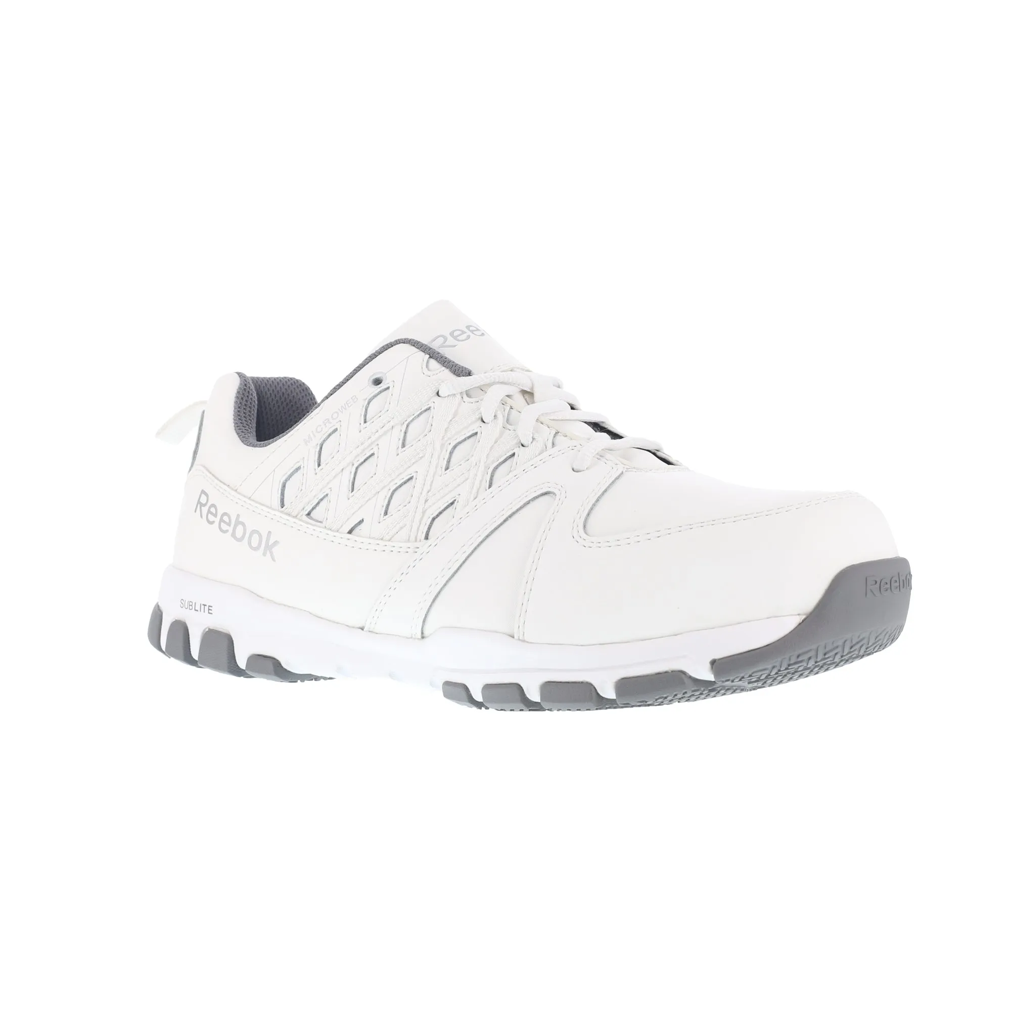 Reebok Womens White Leather Work Shoes ST Sublite Athletic