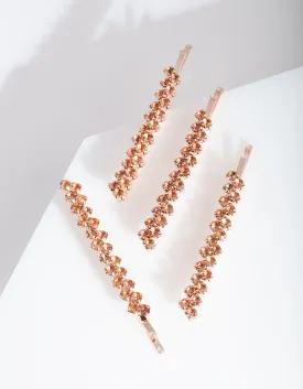 Rose Gold Zig Zag Diamante Hair Pin Pack