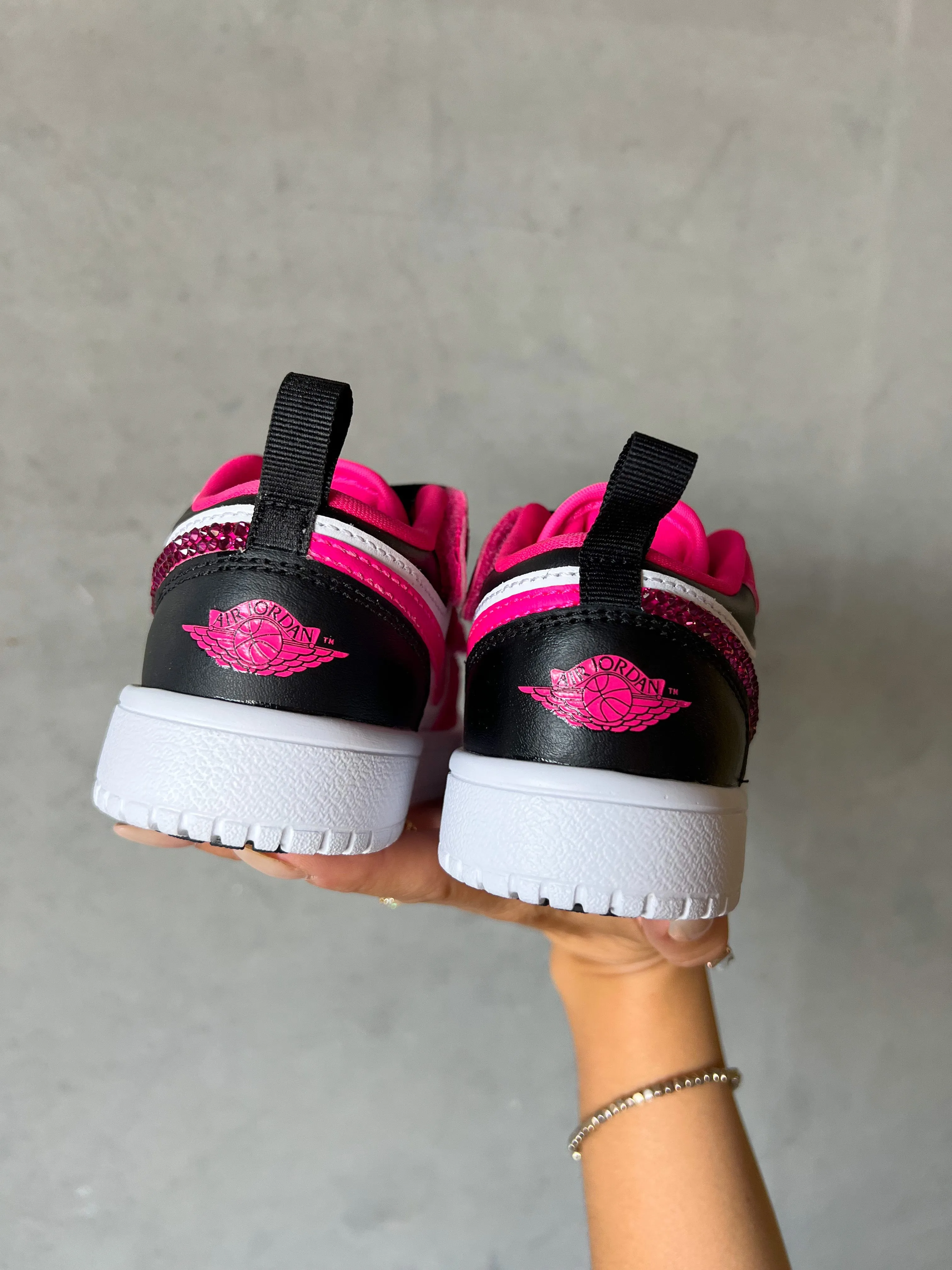 Size 8c Pink Baby Toddler Swarovski Jordan 1 Low