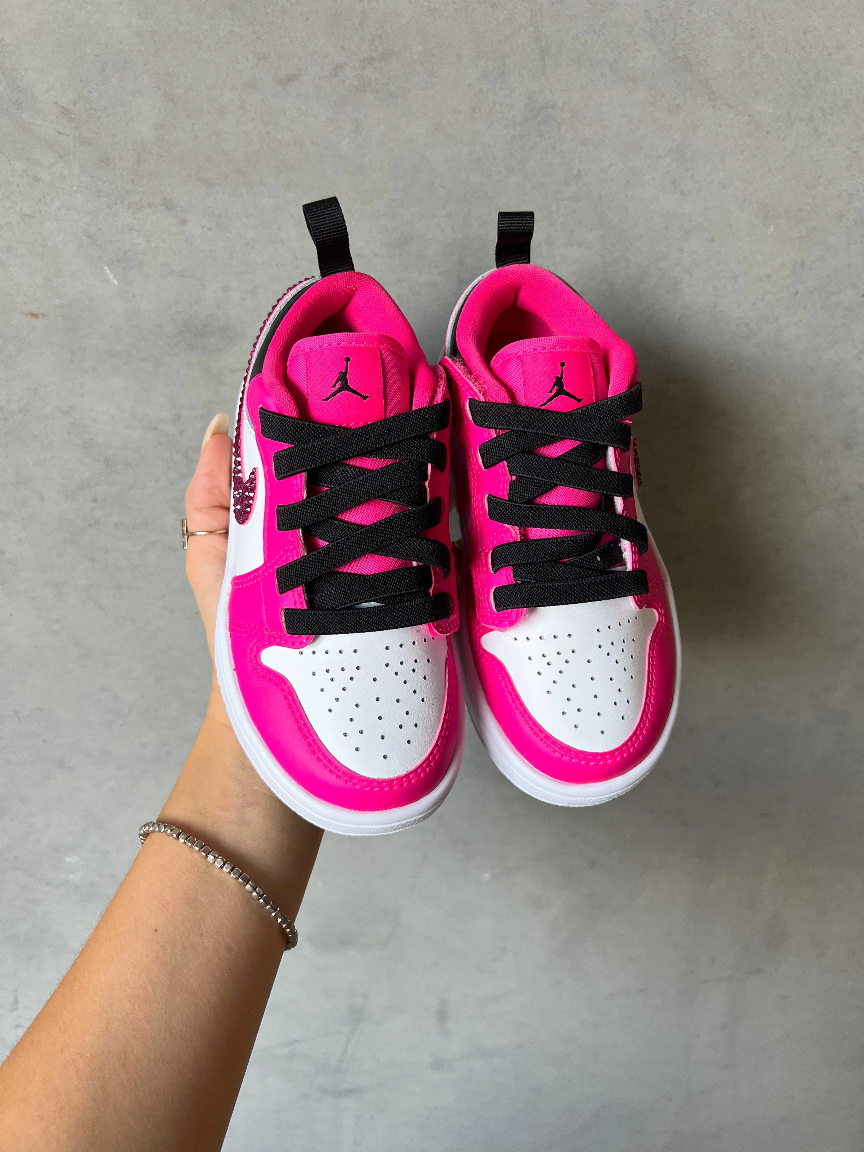 Size 8c Pink Baby Toddler Swarovski Jordan 1 Low