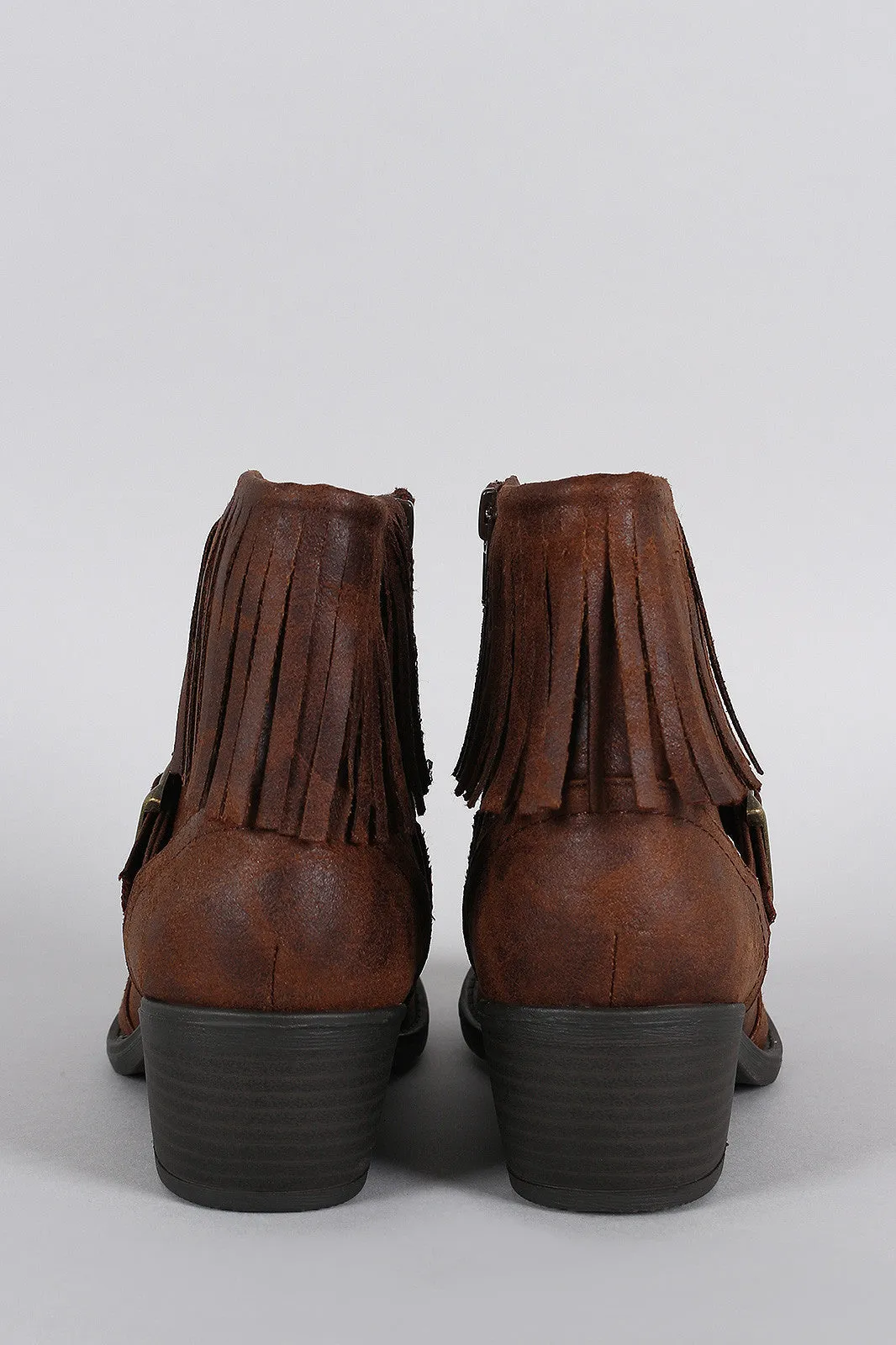 Soda Burnished Fringe Bootie