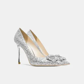 Tamil Silver Sequin Heels