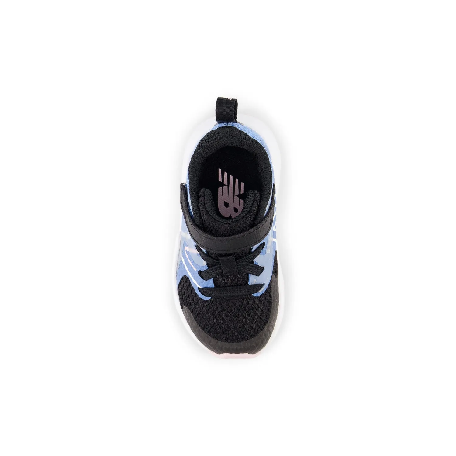 Toddler's New Balance Rave Run v2 Bungee Lace with Top Strap Color: Black with Blue Laguna