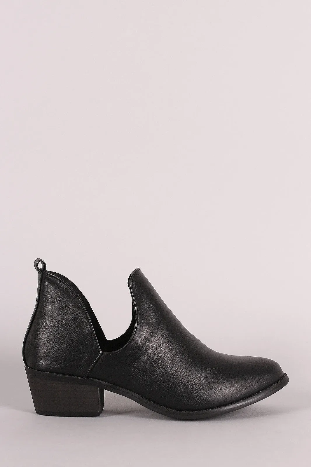 Vegan Leather Slit Ankle Boots